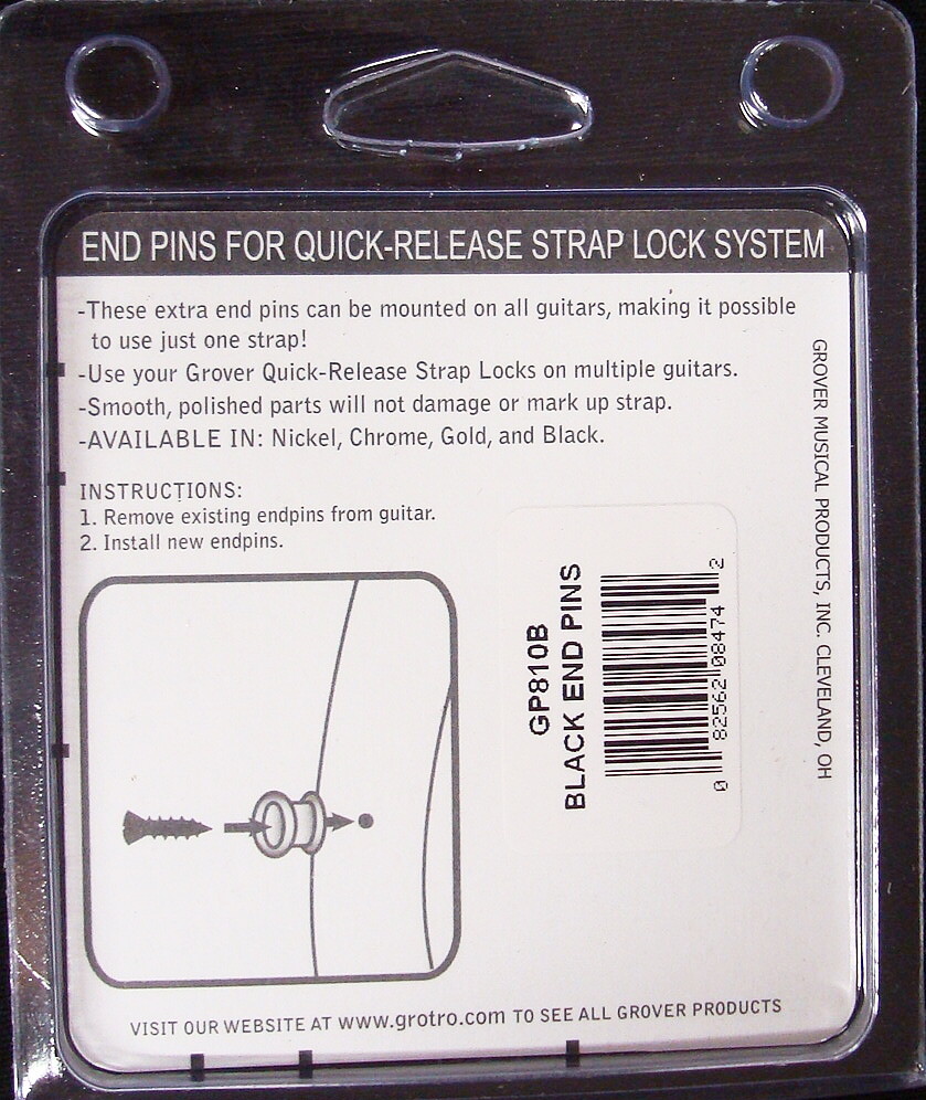 Grover GP810B Strap Lock End Pins, Black