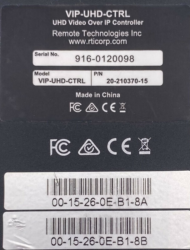 RTI VIP-UHD-CTRL VIDEO OVER IP CONTROL MODULE 20-210370-15