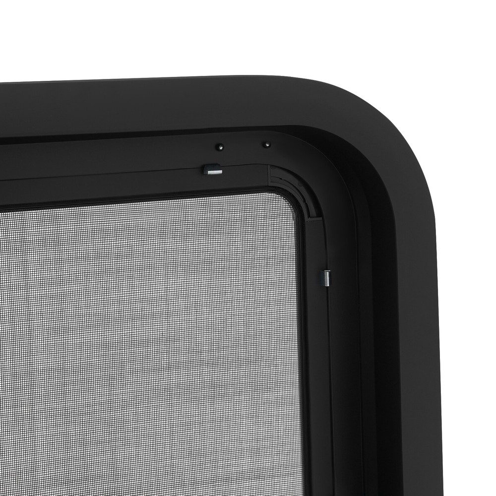 22" x 15" RV Exit Window Camper Push Out Emergency Window w/ Trim & Screen Black