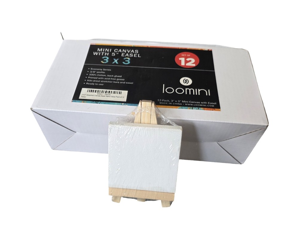 Academy,Mini Canvas 3X3 With Easel 5” 12 Pack
