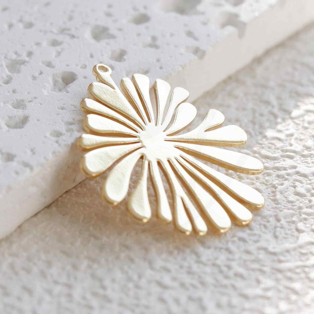 Laser Cut Solid Raw Brass Charm - Flower 31.7x21.2mm (4903C-4)