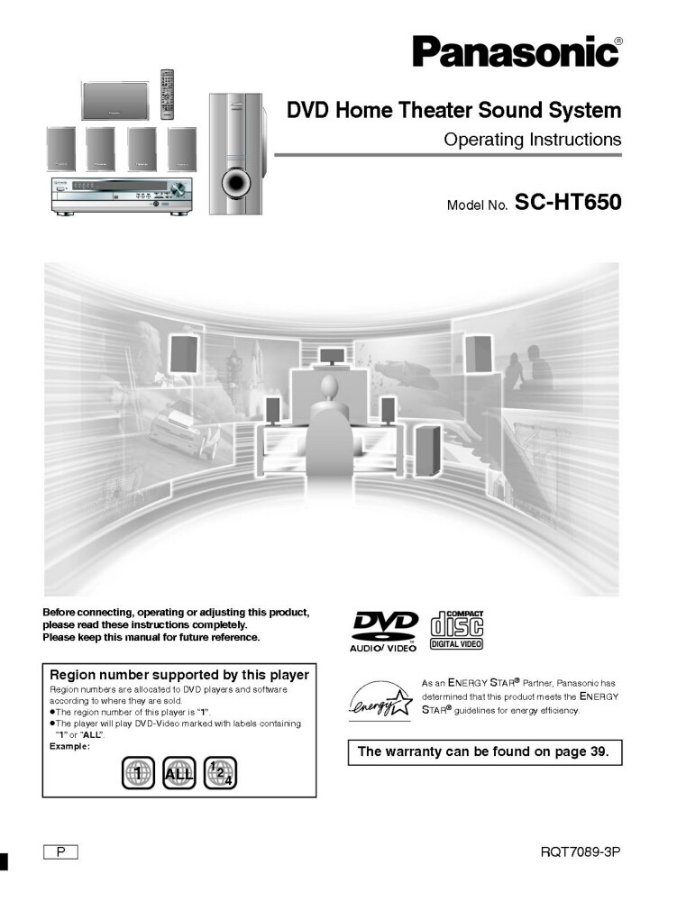 Panasonic SC-HT650 Home Theater System Owners Instruction Manual
