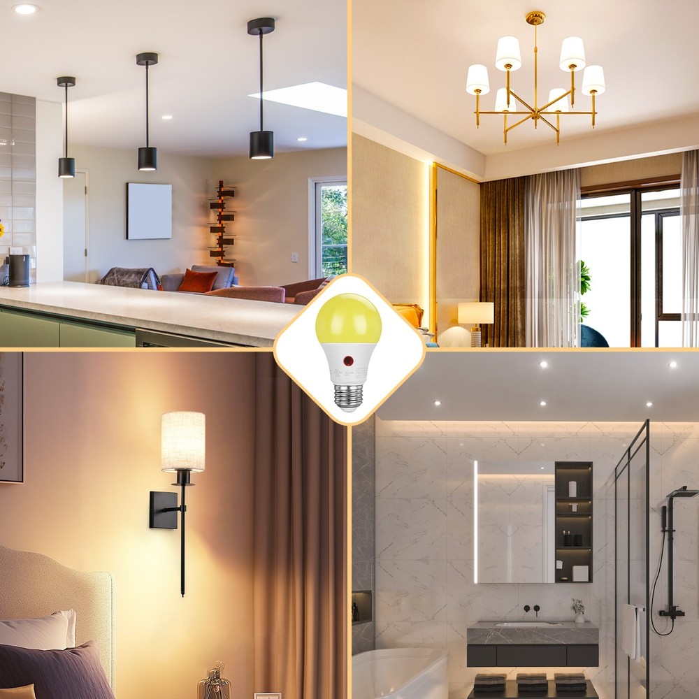 DEWENWILS Dusk to Dawn LED Bulb 2000K Amber Bug Light 9W 60W Eqv 4-Pack