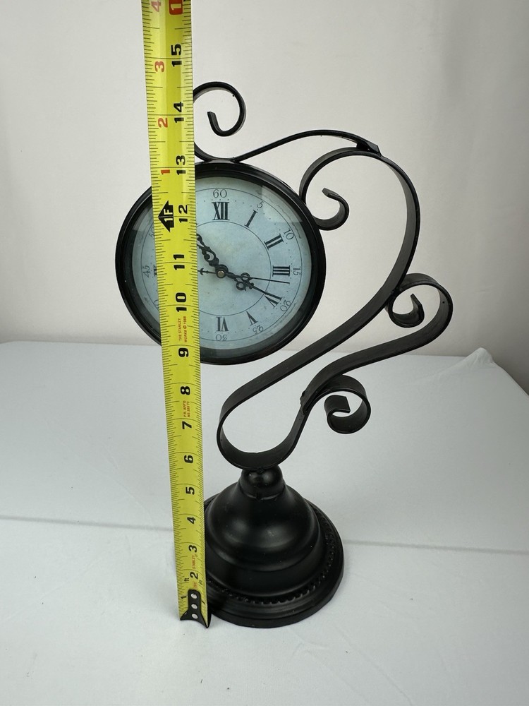 Hanging Clock With Wrought Iron Scrollwork Stand - Battery Operated
