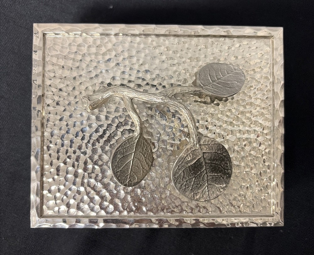 Michael Aram Black Leather Botanical Leaf Box