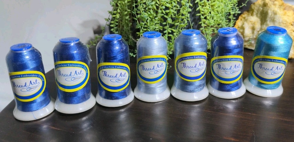 Thread Art  Machine Embroidery  Lot of 7, Polyester  1000M Spools Blue