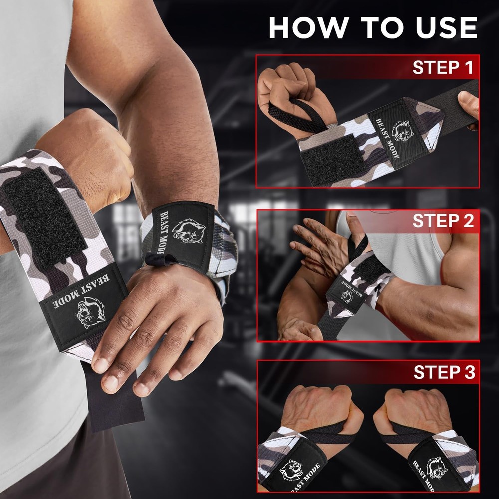 HeavyDuty Weightlifting Wrist Wraps with Thumb Loop for Powerlifting & Training