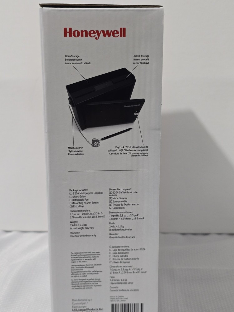 Honeywell Multi Purpose Drop Box Safe with Key Lock - Black (6204)