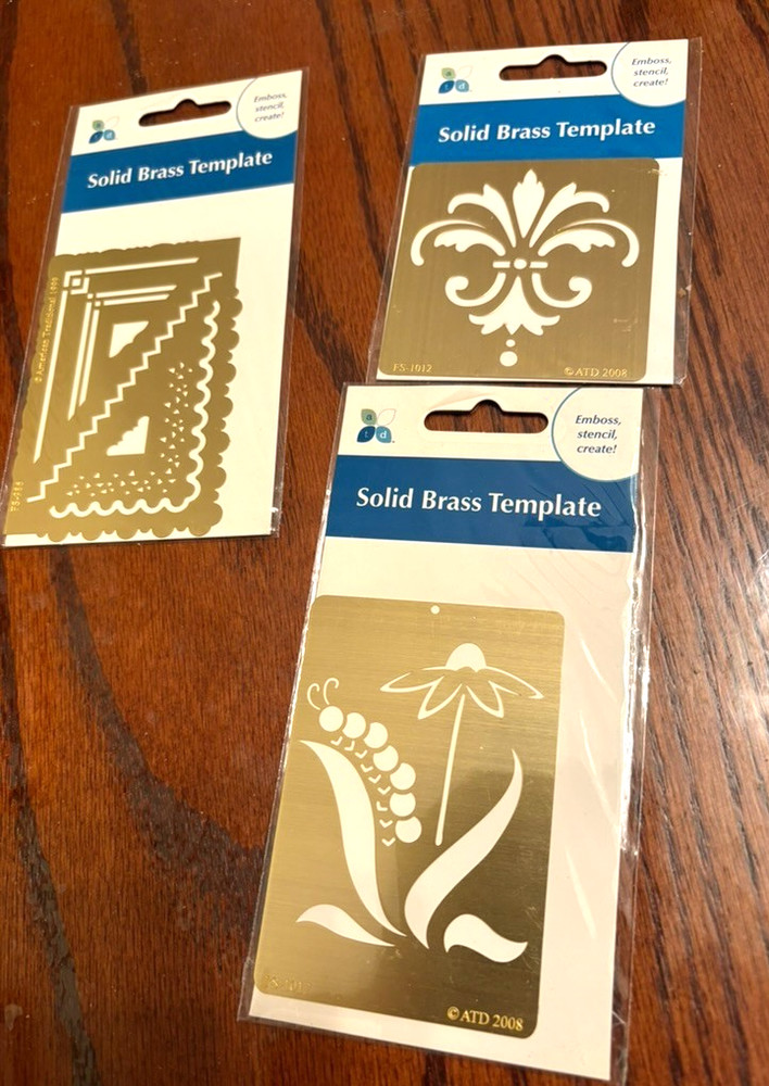 Srencils, solid brass tmplate, a set of three, new2.5 x 2.5, 2 x 3,