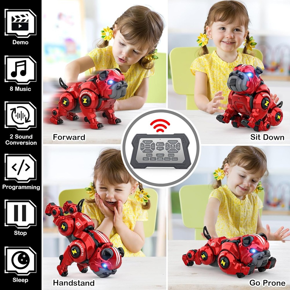Robot Dog for Kids, Remote Control Rechargeable Programing Stunt Robo...