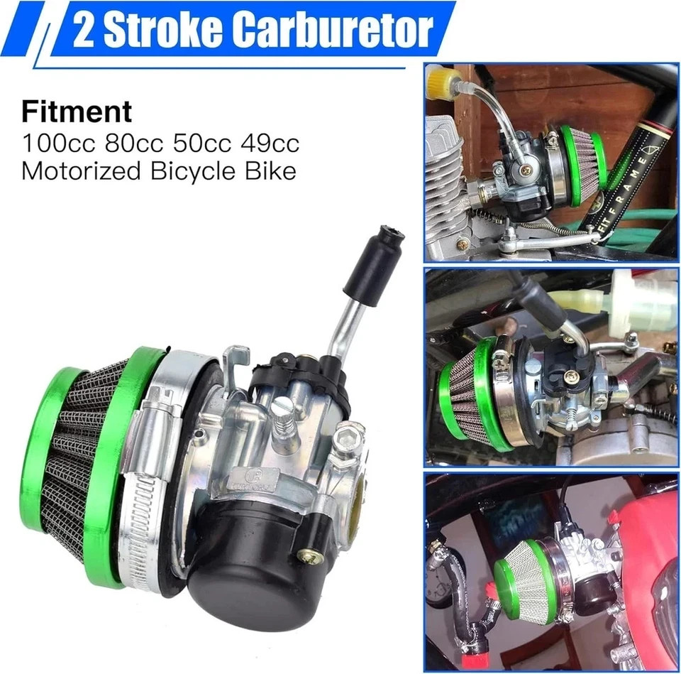 Carburetor Assembly for 2 Stroke Engine 80cc 100cc 49cc 50cc 66cc Green