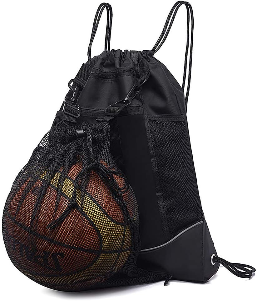 STAY GENT Drawstring Basketball Backpack for Boys, Foldable one size, Black