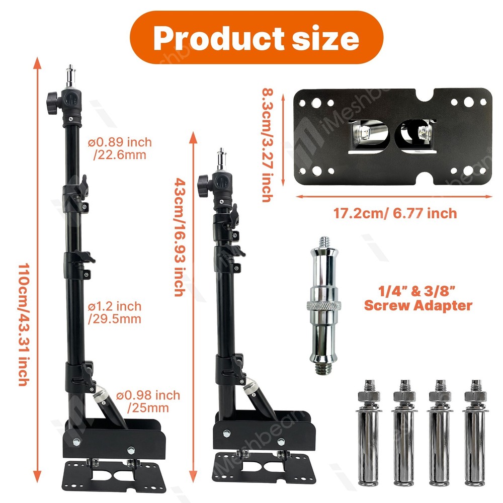 43" Wall Mount Triangle Boom Arm Photography Light Triangle Wall Mount Bracket