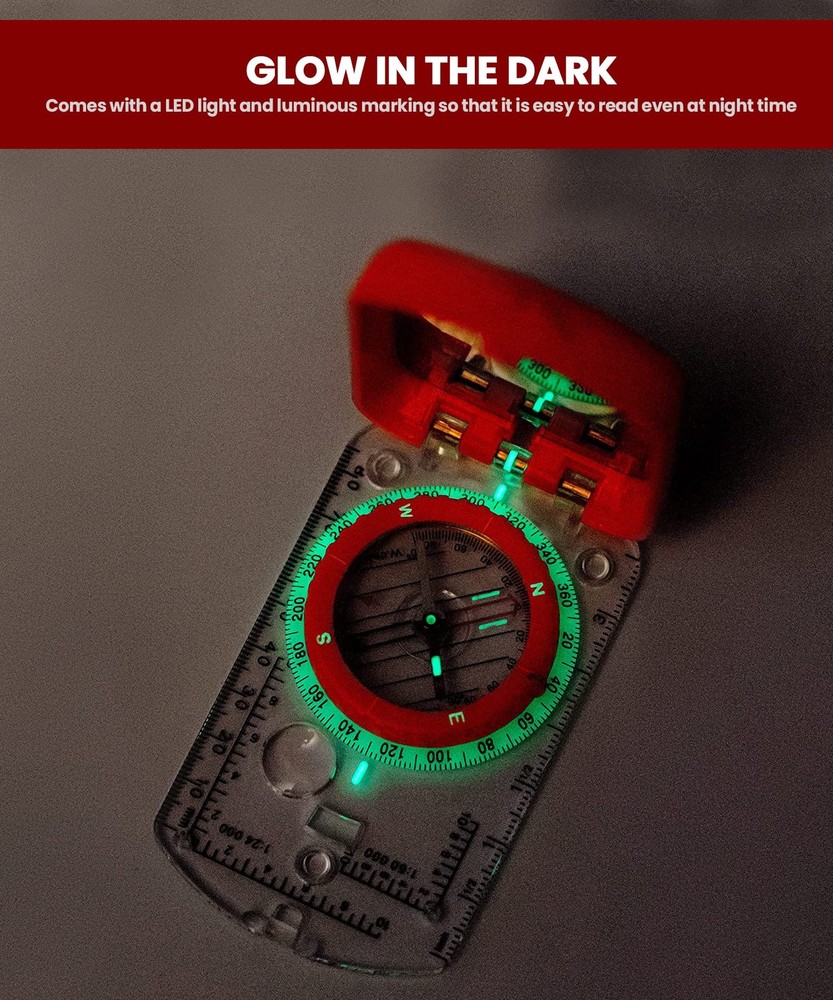 Sighting Compass Mirror Adjustable Declination - Boy Scout Compass Survival C...