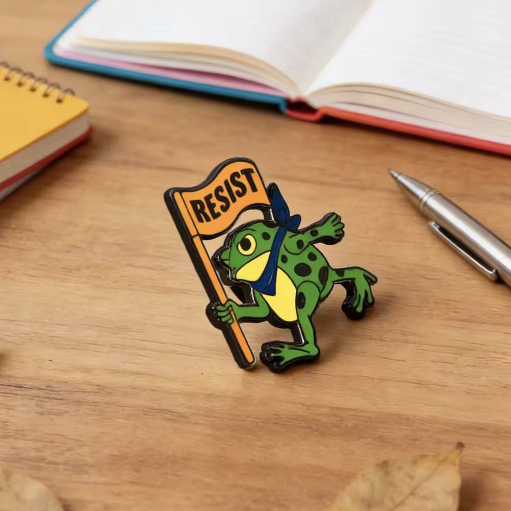 Resist! Protesting Frog Enamel Pin - Human Rights Protest Oppression Fk ICE FTP