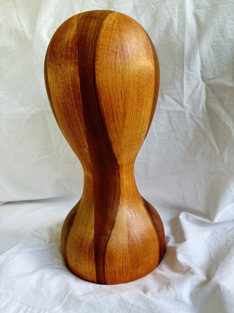 Abstract Solid Wood Head - Hat and Wig Display Stand - 15"