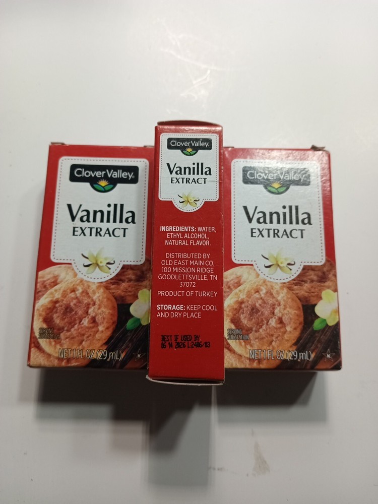 (3) Clover Valley Vanilla Extract 1 Oz vanillin flavor