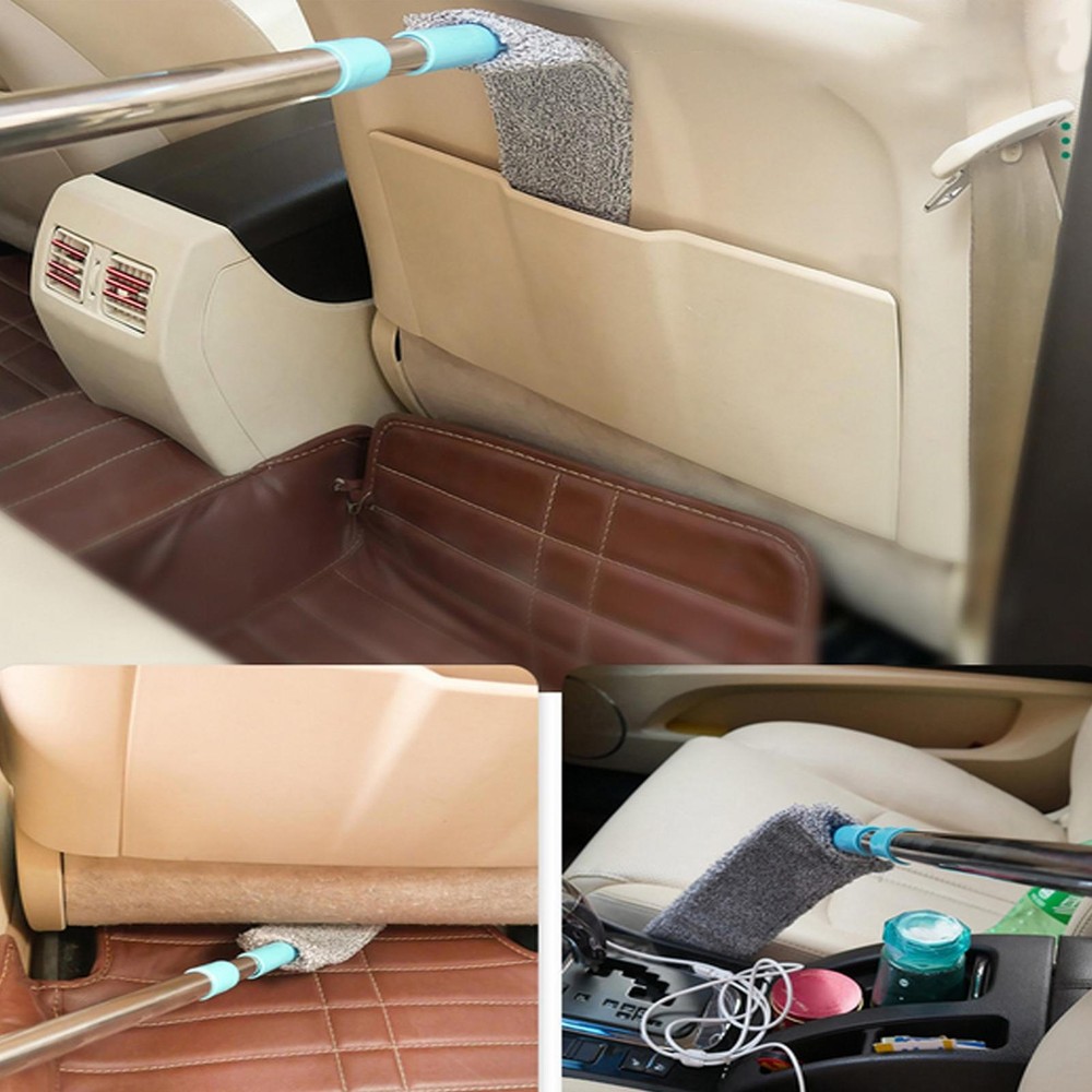 Flat Duster Retractable Long Handle Microfiber Duster Under Appliance