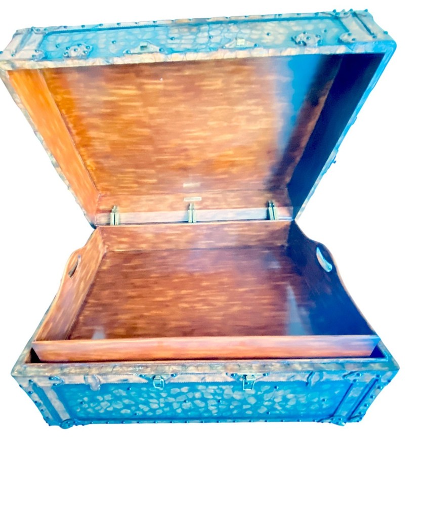 MAITLAND SMITH Leather Storage Trunk With Tray Insert