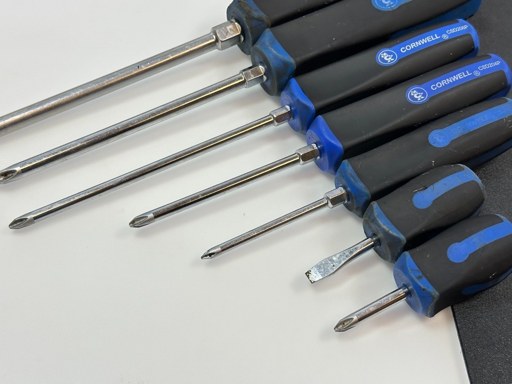 Cornwell Tools 7pc Classic Square Blue Soft Grip Screwdriver Set Phillips & Flat