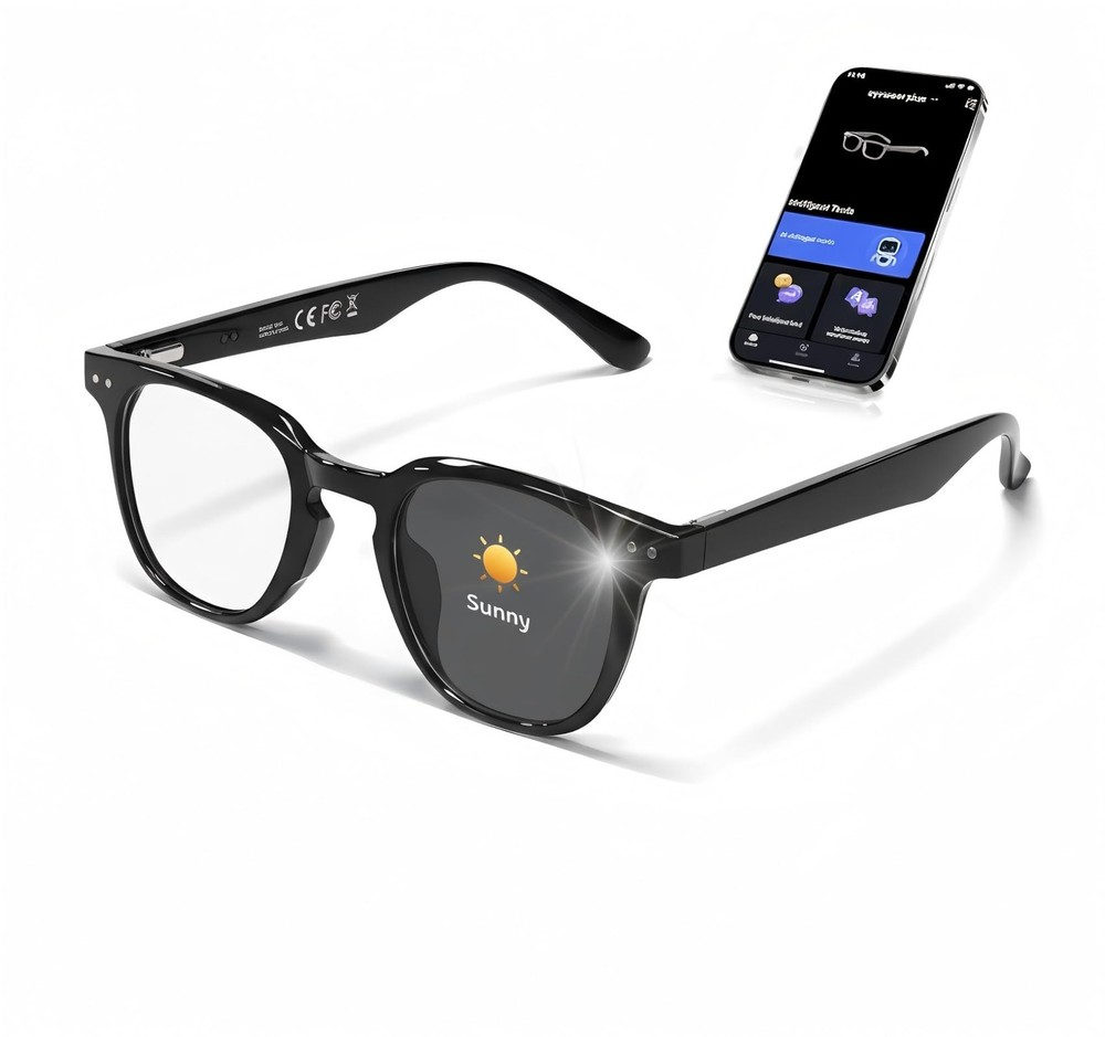 AI Smart 5.4 Bluetooth Glasses with Open Ear Speaker, Voice Assistant Compati...