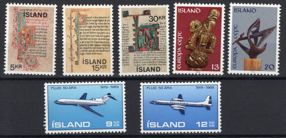 B485- Iceland, Postage Stamps 7 varieties mnh
