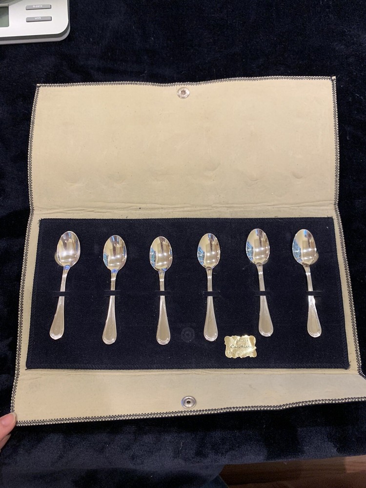 800 Italian Silver Spoons | Set Of 6 | With Case
