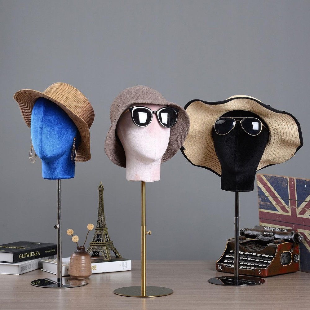 Mannequin Head Stand Adjustable Height 17-23" | Pinnable Wig Display