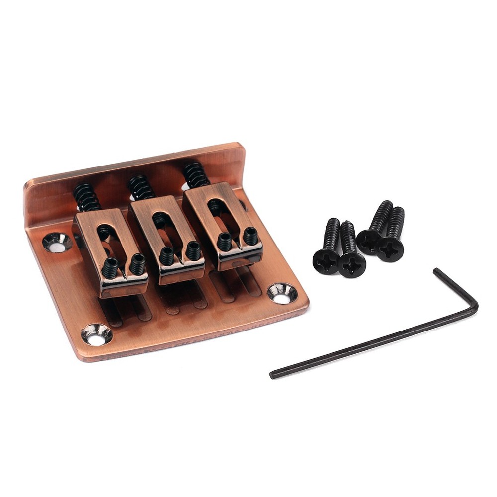 Adjustable Metal 3 String Chrome Hard-Tail Guitar Bridge For Cigar Box Guitar