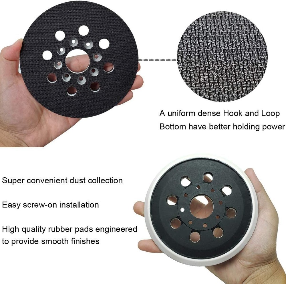 2 Pack 5 Inch 8 Hole Hook & Loop Replacement Sander Pad for 5" Bosch ROS20VS, RO