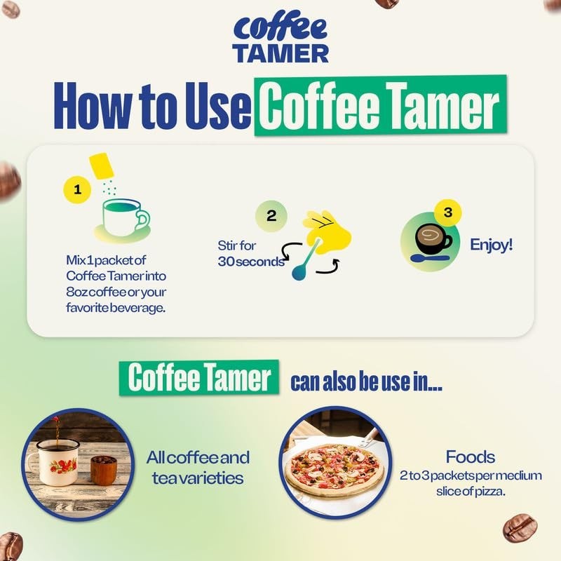 Coffee Tamer Acid Reducer – 50 Packets – Transforms Regular to Low...