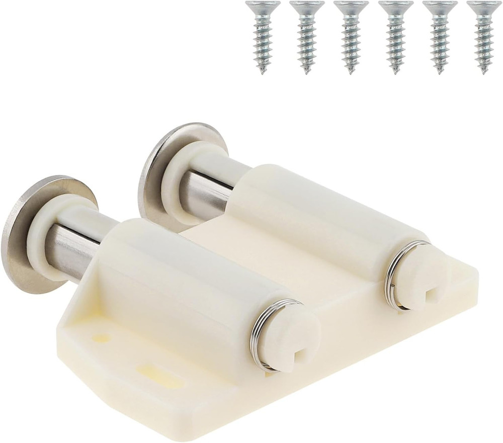 Magnetic Touch Latch, 2 Pack Cabinet Push Open Double Magnetic (2, White)