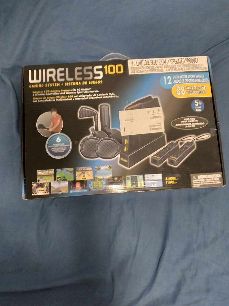 Wireless 100 Gaming System - With Adapter, 2 Controllers, Sport Accessories, New