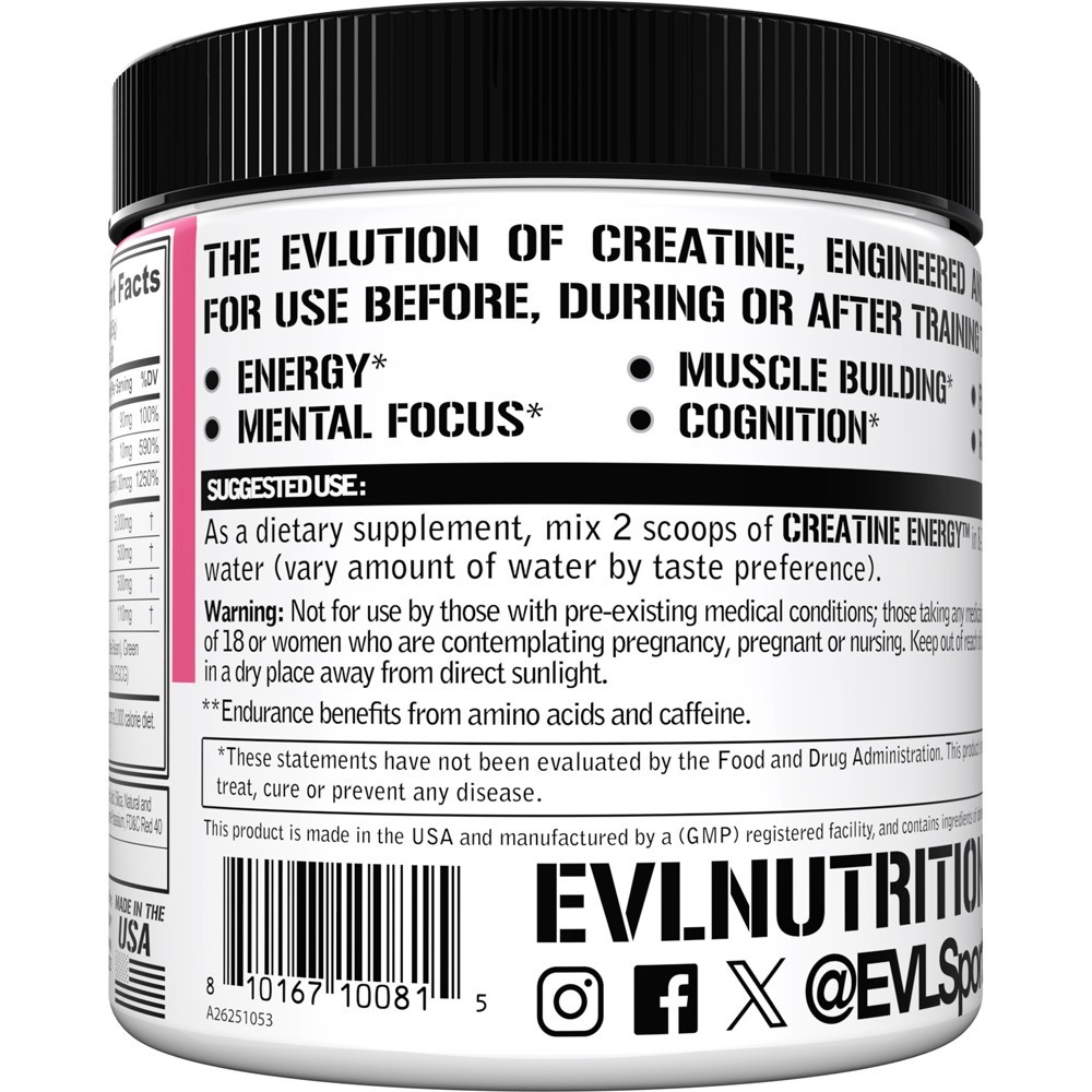 Evlution Nutrition Creatine Energy - 5g Creatine Monohydrate - 30 Servings