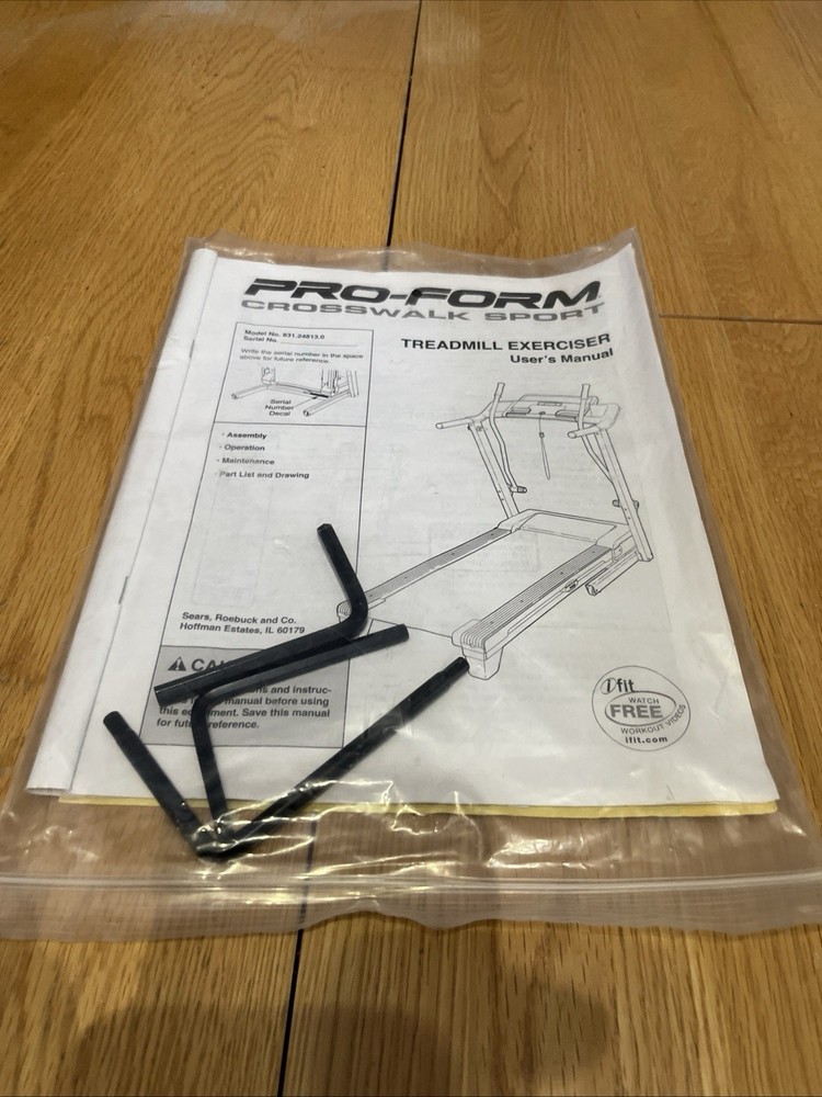 Pro-Form Crosswalk Sport Treadmill User's Manual and Tools