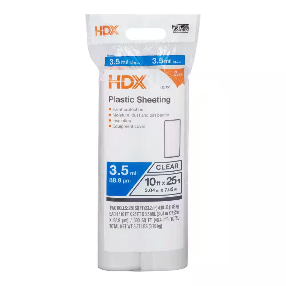 10 Ft. X 25 Ft. Clear 3.5 Mil Plastic Sheeting (2-Pack)