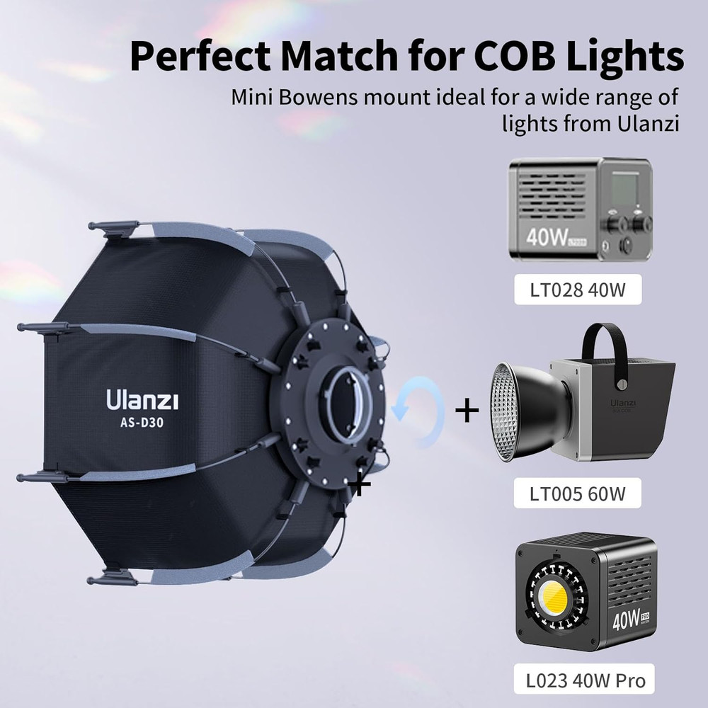 Ulanzi AS-D30 Mini Octagon Softbox for Speedlite & Studio Flash with Bag
