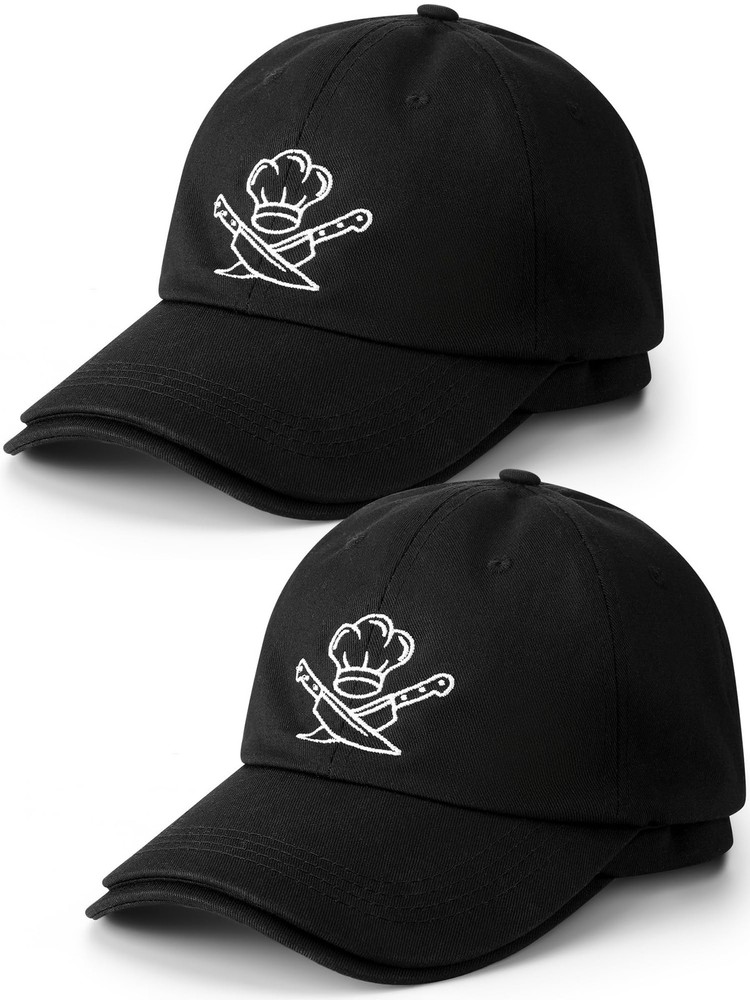 4 Pack Chef Caps for Men Adjustable Baseball Cap Black Funny Kitchen Hats Bul...