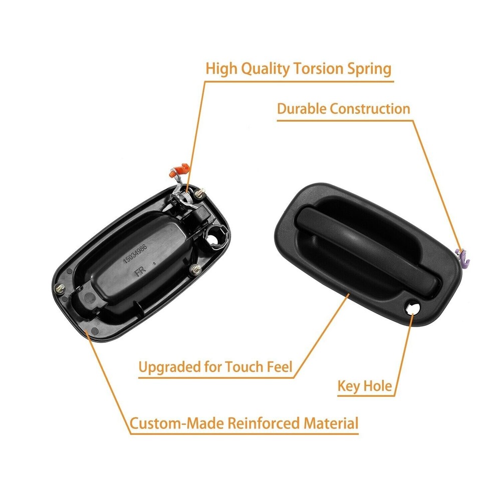 Pair Door Handle Outside Exterior Black Front Driver Left & Right for Chevy GMC