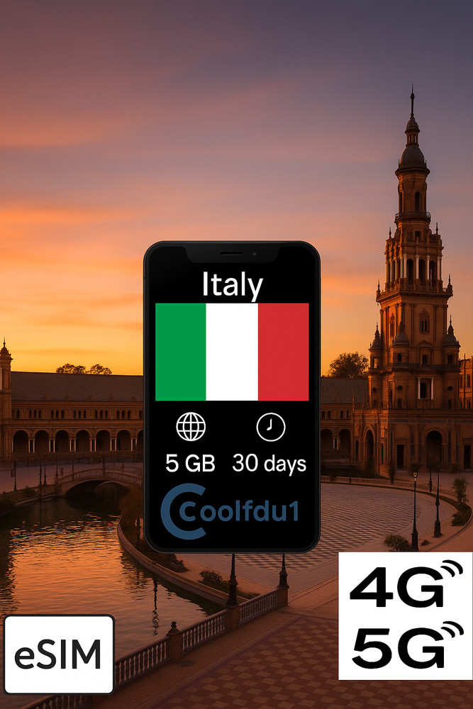 Italy | 5GB | 30 days | Mobile Internet Data eSIM | Fast Delivery