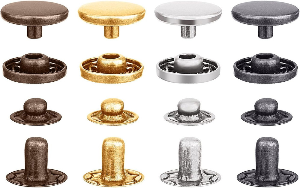 100 Set Snap Fasteners Leather Snaps Button Kit Press Studs with 4x Fixing Tools