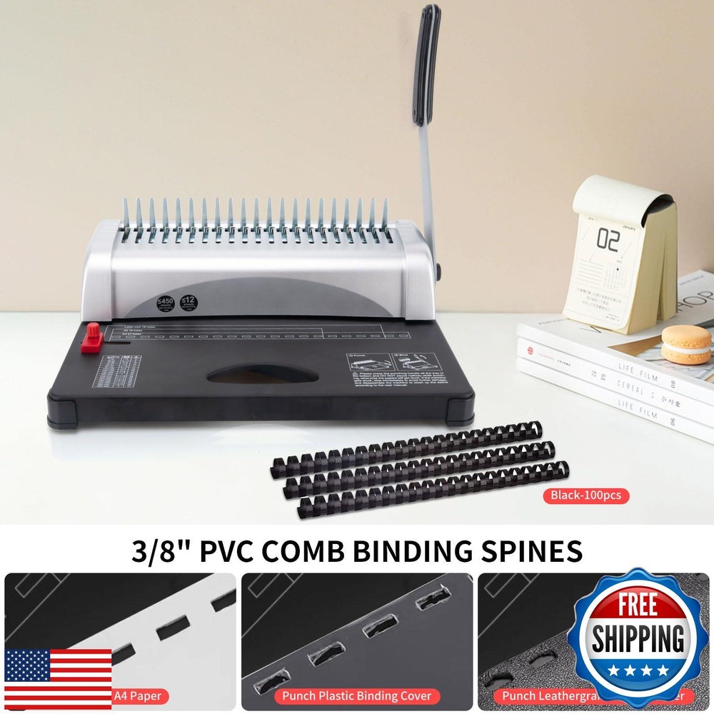 Binding Machine,Spiral Binding Machine 21-Holes,450 Sheets,Coil Binding Machi