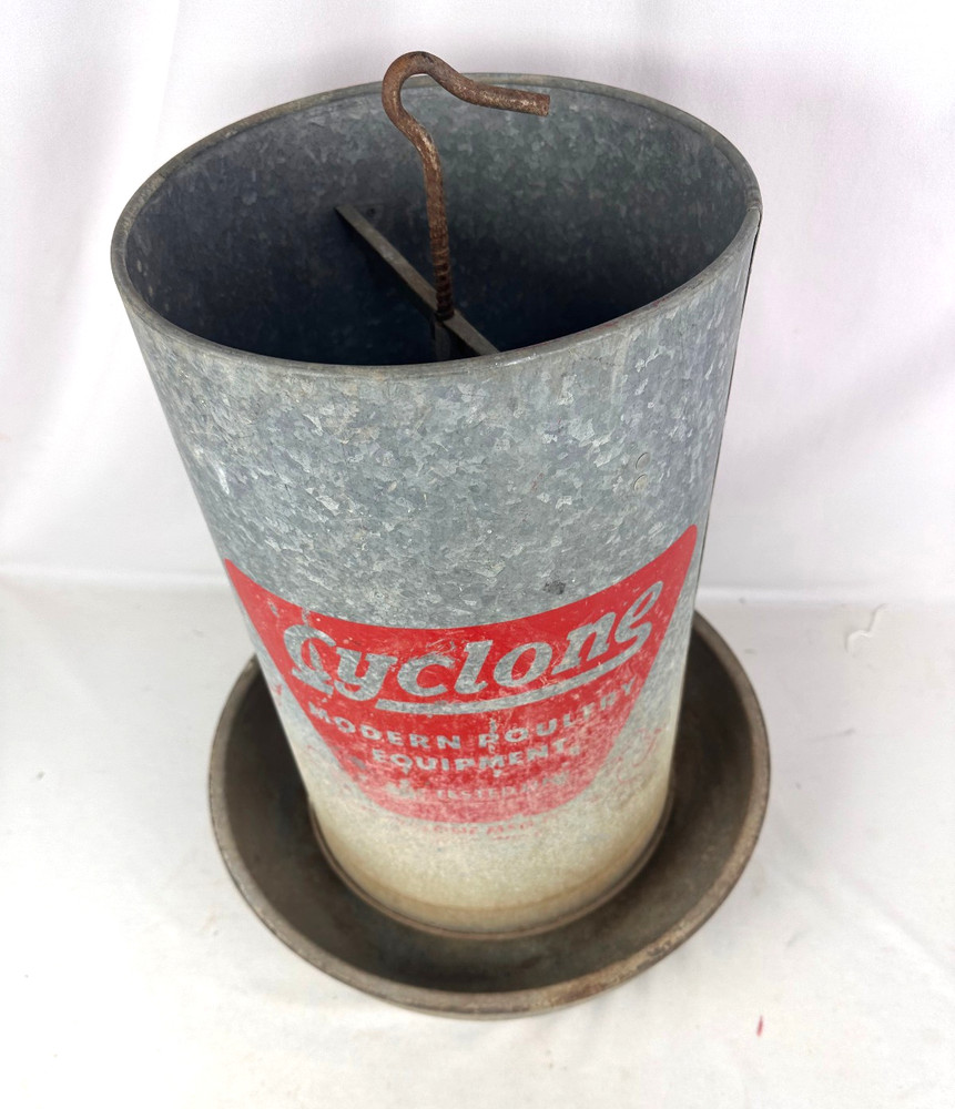 Vintage Galvanized Vertical Cyclone Chicken Poultry Feeder 24"