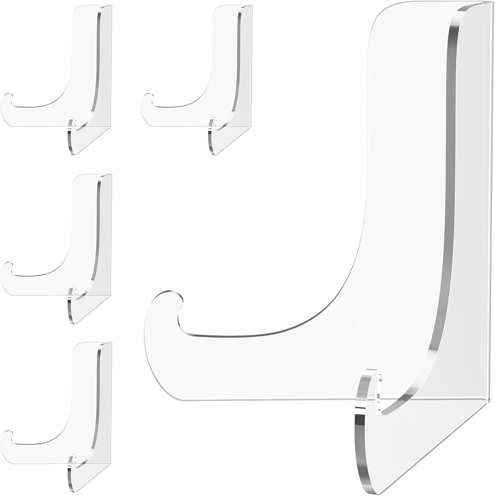 5 Pack Acrylic Display Stand, Plate Stand for Display, Clear Easel Stand, Dis...