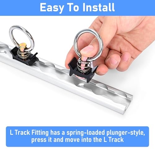 12 Pack L Track Tie Down O Ring Accessories - Black & Silver