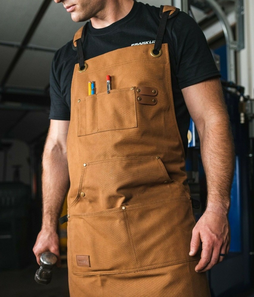 WHITEDUCK Heavy Duty Waxed Thick Canvas Apron 24oz Multi-Functional Work Apron