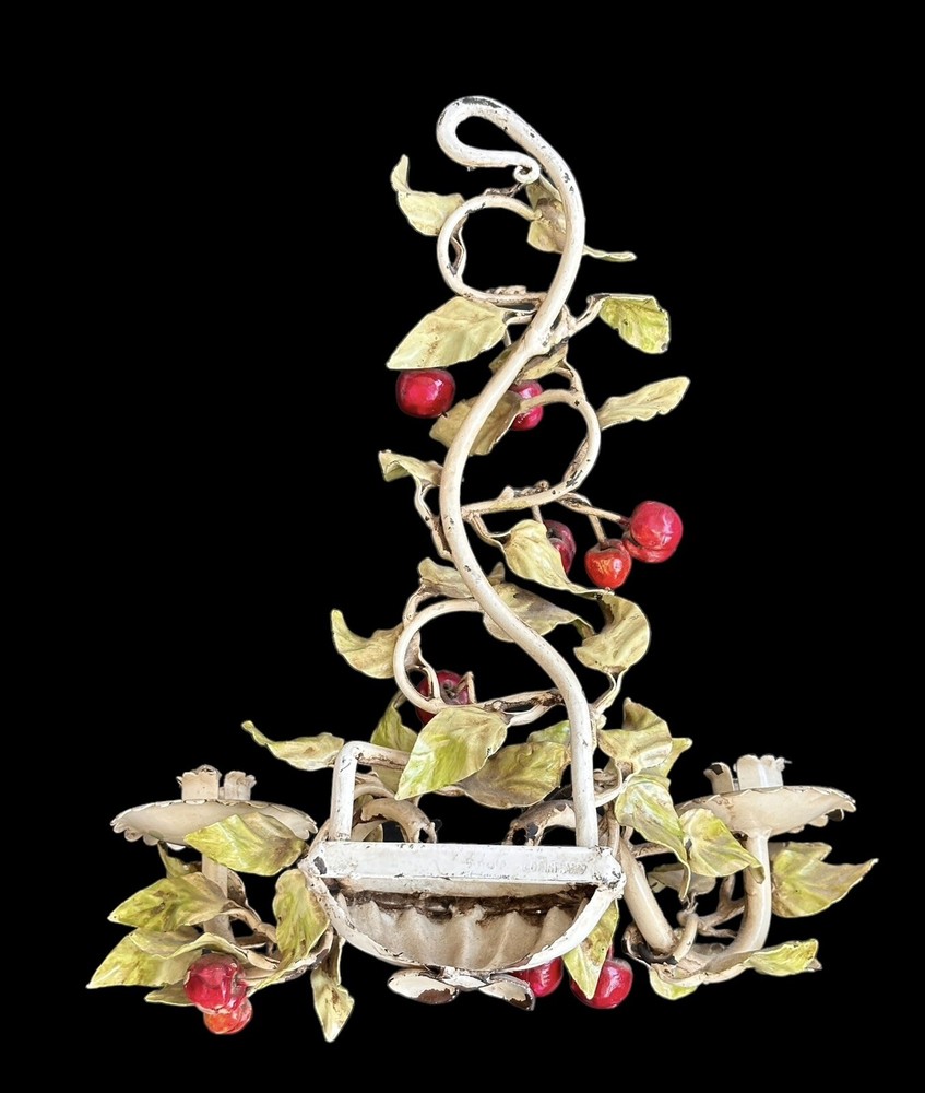 Italian Tole Wall Sconce Cherries Cherry 1940s