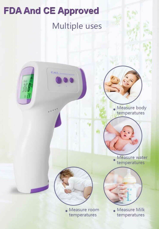 FDA & CE approved Infrared Thermometer. Digital Non-contact Touch-less Multi-use