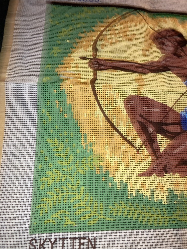 Sagittarius Archer Needlepoint Canvas By Skytten Schnitzel C.P. 9672 Started