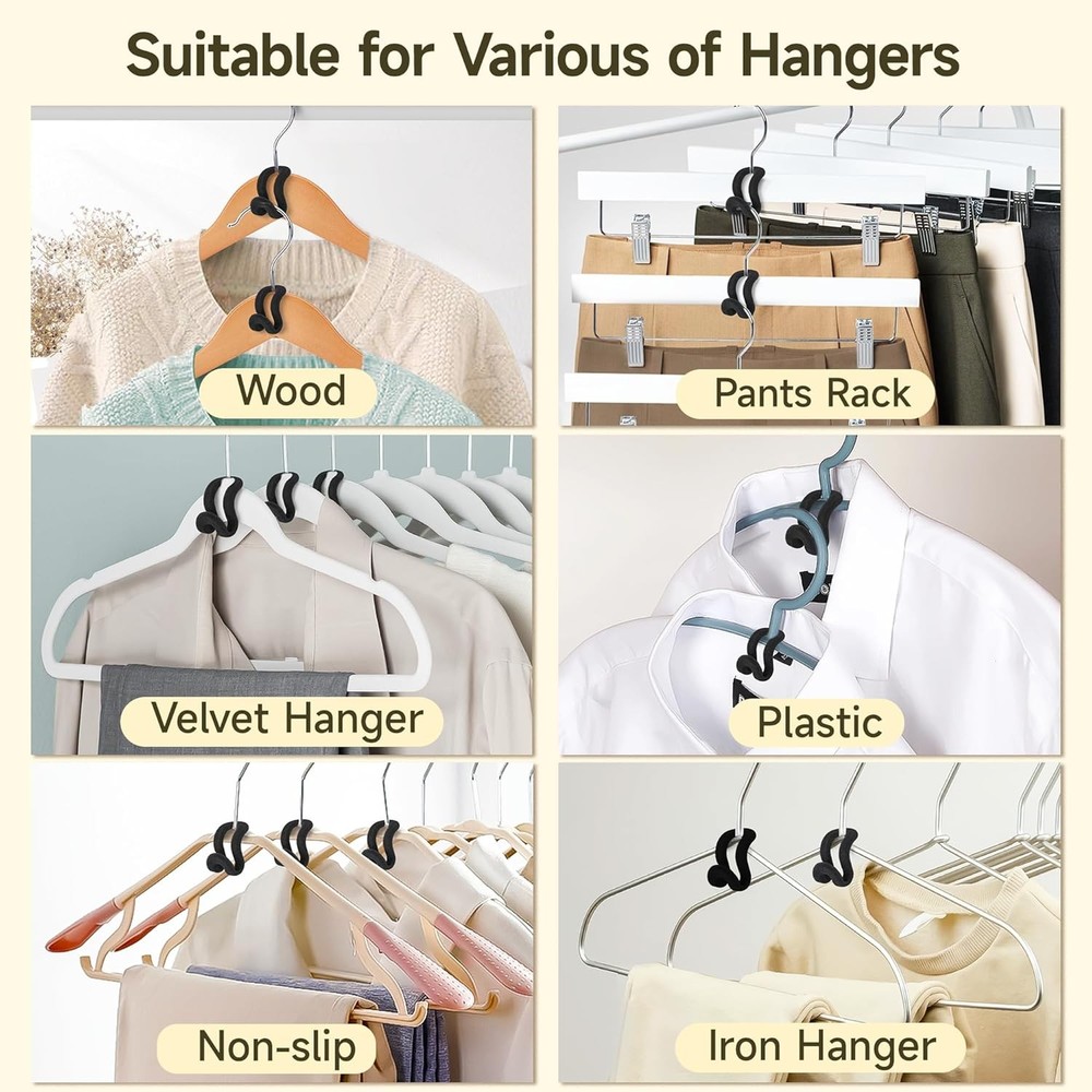 Clothes Hanger Connector Hooks Heavy Duty pace Saver Cascading Black